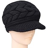 Loritta Women's Winter Knitting Skull Cap Wool Warm Beanie Hat With Visor