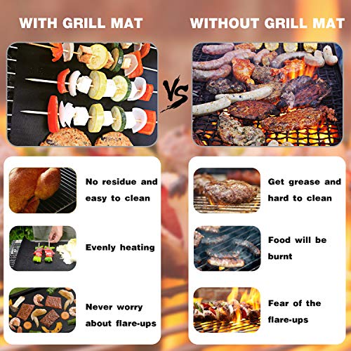 Grill Mat Set of 3, 23.6" x 15.7", Non-Stick BBQ Grill Mats Baking Mats & Oven Liner- FDA-Approved, PFOA Free, Reusable and Easy to Clean - Works on Gas, Charcoal, Electric Grill and More - Thumbnail 5