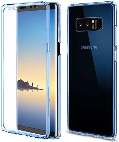 Galaxy Note 8 Case, Ultra Slim Clear Hybrid Shock Absorbing Scratch TPU bumper With Built In Screen Protector Flexible Gel Cover 360 case 5 colors (BLUE)