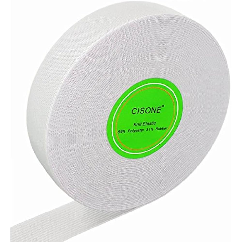 Knit Elastic 1 Inch Wide White Heavy Stretch High Elasticity Band 10