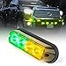 Xprite Amber/Yellow & Green 4 LED 4 Watt Emergency Vehicle Waterproof Surface Mount Deck Dash Grille Strobe Light Warning Police Light Head with Clear Lens