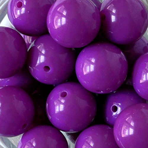 10 Piece 20mm Solid Bright Purple Chunky Bubblegum Beads from Boutique Craft Supplies