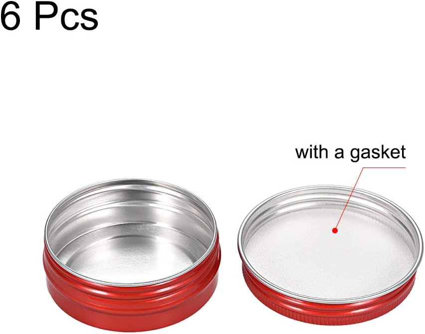 sourcing map 6 Pack 1 oz Round Aluminum Cans Tin Can Screw Top Metal Lid Containers for Crafts Red 30ml, 1oz/30ml-Red(6pcs) - Image 4