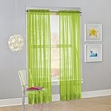 No. 918 Calypso Sheer Voile Rod Pocket Curtain Panel, 59" x 84", Lime Green, 1 Panel