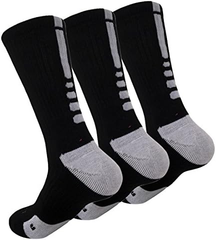 HOTINS Men's Cushioned Mixed Color Dri-Fit Athletic Crew Socks 3 Pack
