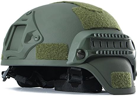 Tactical Hunting Combat CS Helmet with Side Rail NVG Mount (Dark Green)