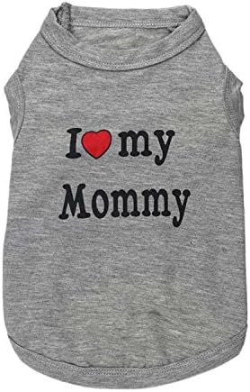 Chicpaw Pet Clothes Vest I Love Mommy Daddy Dog T-Shirt (XL(Length:15.4", Chest:21.3"), Mommy)