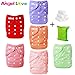 Cloth Diapers, Angel Love 6 Pack Diaper Covers+6 Diaper Inserts+1 Wet Dry Bag, Baby Washable Cloth Pocket Diapers, Reusable, All in one Size, Adjustable Snap, Gift Set, 2ZH02 (Girl Color)