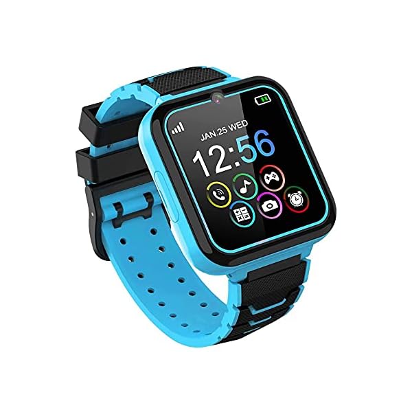 Kids-Smart-Watch-Smart-Watch-for-Kids-with-Phone-Call-Games-Music-Player-SOS-Calculator-Recorder-Alarm-Clock-1-GB-Micro-SD-includedKids-Watch-Gifts-for-Boys-Girls-3-12Y-BLUE Kids Smart Watch, 16 Games Smart Watch for Kids with SOS Call Music Player Camera Calculator Recorder Alarm Clock[Built…