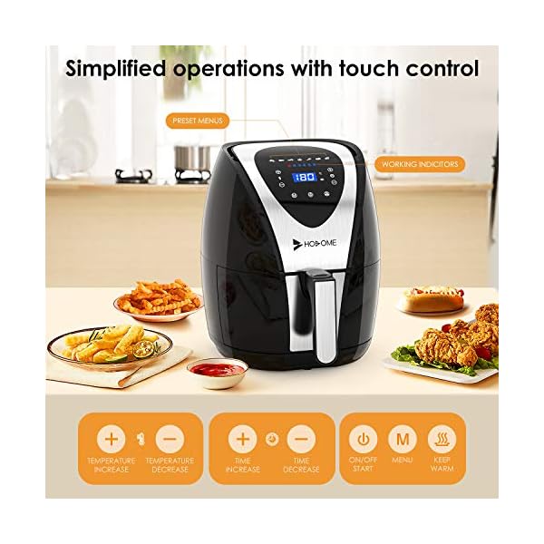 Hosome-Air-Fryer-Airfryer-for-Home-Use-45L-Healthy-and-Oil-Free-Cooking-1400W-Rapid-Heating-Digital-Touchscreen-with-7-Preset-Menus-Keep-Warm-Timer-and-Adjustable-Temperature-Control Hosome Air Fryer, Airfryer for Home Use 4.5L Healthy and Oil-Free Cooking, 1400W Rapid Heating Digital Touchscreen with 7 Preset Menus, Keep Warm, Timer and Adjustable Temperature Control