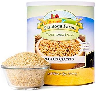 Saratoga Farms 9-Grain Cracked Cereal, #1 Emergency Food Storage, 48 Total Servings with 10-20 Year Shelf-Life in #10 Can (1,2,3,4, or 6 Pack)