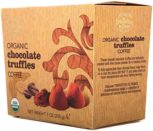 Organic Gourmet French Truffles - Coffee Infused | The Ultimate Cocoa-Dusted, Gourmet Chocolate Truffle for that Special Gift, or your own Guilt-Free Indulgence. Includes (1) 7oz Box. (Mocha)
