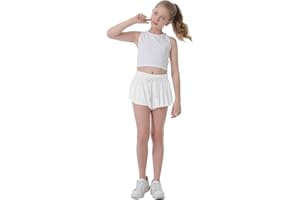 NEXSONIC Flowy Shorts for Girls Butterfly Shorts for Kids Preppy Shorts for Teens Tennis Running Athletic Shorts with Liner