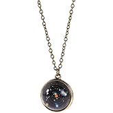JczR.Y Eight Planets Necklace Pendant Double-sided Glass Ball Universe Galaxy Solar System Guardian Stars Necklace for Women