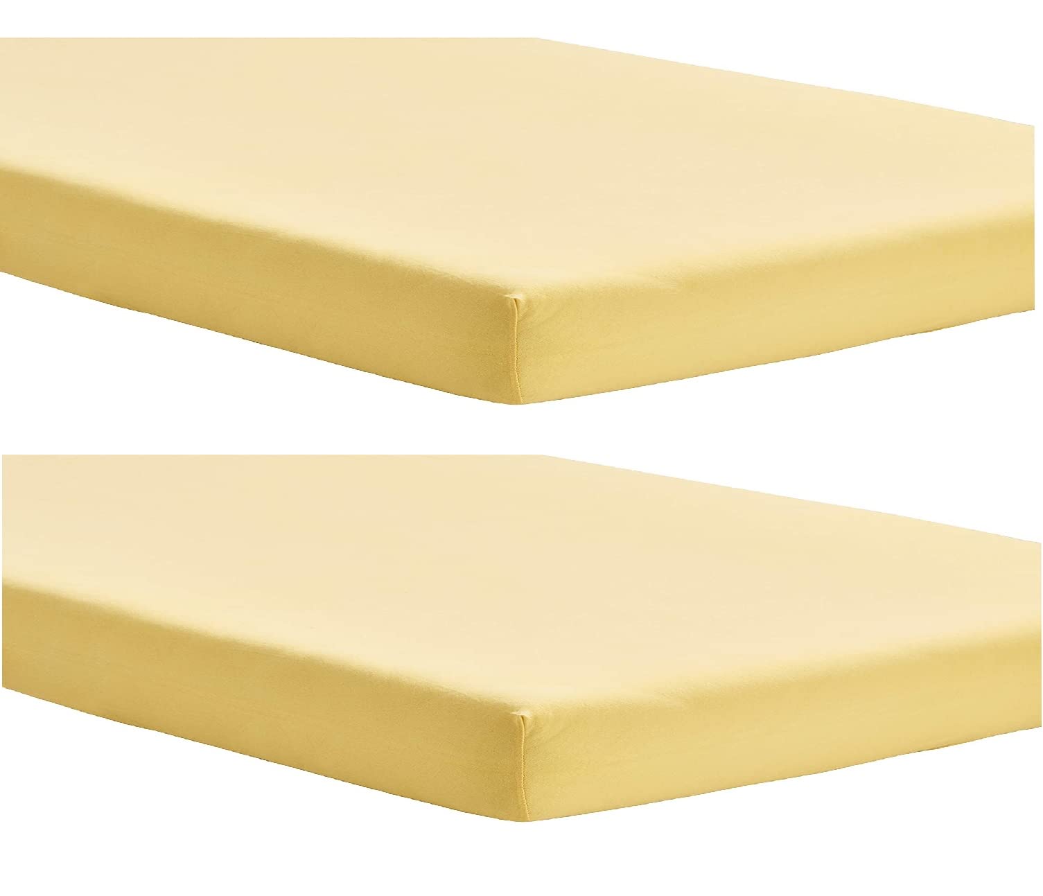 Dudu N Girlie Fitted Mini Cot Sheet 100 x 50 - Spacesaver Cot Sheets 2 Pack Hypoallergenic Baby Cot Sheets Bedding Elasticated Breathable Easy Care (Pack of 2, Yellow)