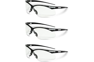 Jackson Safety SG Safety Glasses - Eye Protection for Men & Women - Anti-Scratch Lens with Black Frame - ANSI Z87.1 - Pack of
