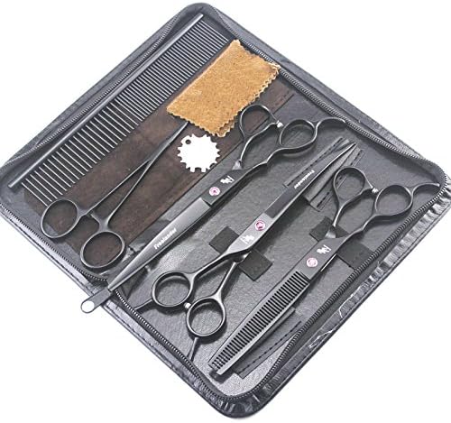 7.0 inch Left Handed Dog Hair Cutting Scissors Curved and Thinning Shears Kit Pet Grooming Supplies with Bag by Freelander (A-Left Hand-3PCS) (A-Left Hand-3PCS)