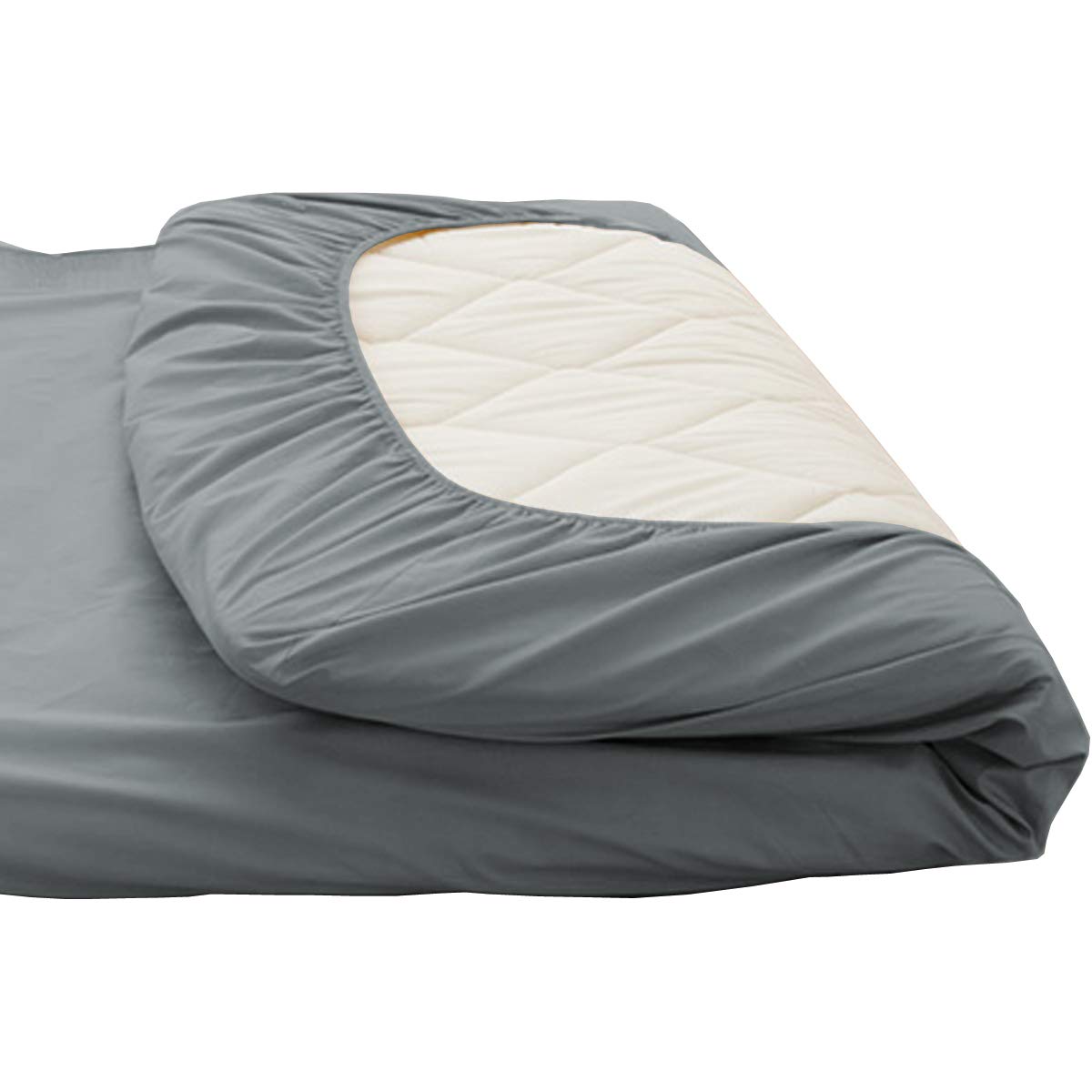 敷き布団カバー ジュニア 綿100％ ワンタッチシーツ 極厚敷き布団用 セミシングル フィットシーツ 敷布団カバー 敷きぶとんカバー 敷きカバー 敷きシーツ 敷カバー 洗い替え 防ダニ 抗菌 (グレー, ジュニア・95×185cm)