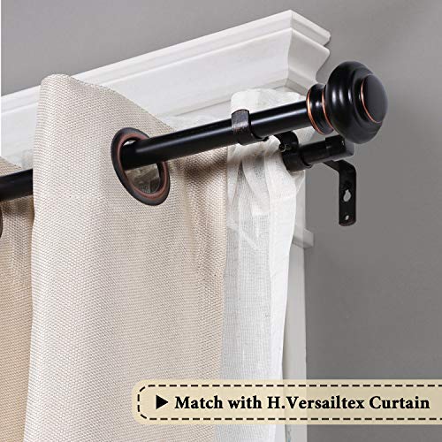 Elegant Window Treatment Telescoping Double Curtain Rod Set with Classic Cap, 3/4Inch Diameter