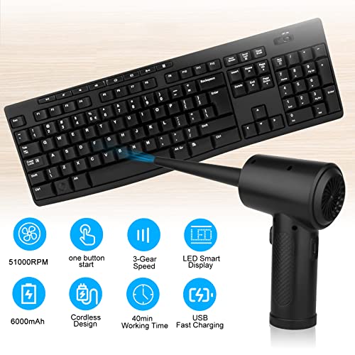 Compressed Air dust Destroyer, 6000mAh Portable Rechargeable Electric