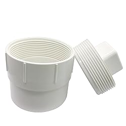Fitvell 3" PVC Sewer Cleanout Adapter with Plug