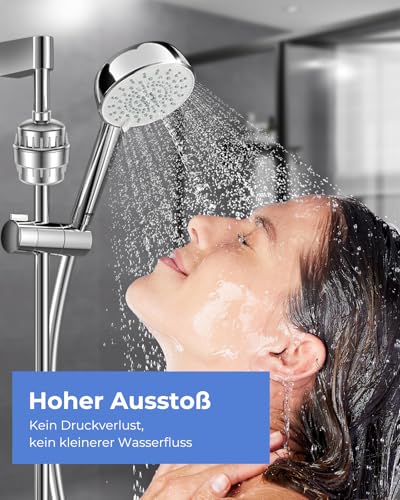 Hard Water Shower Filter, Water Shower Filter with Green Interchangeable Cartridges, Shower Filter to Remove 99% Chlorine, Heavy Metals and Other Deposits, Protects Skin and Hair (2 Pack)