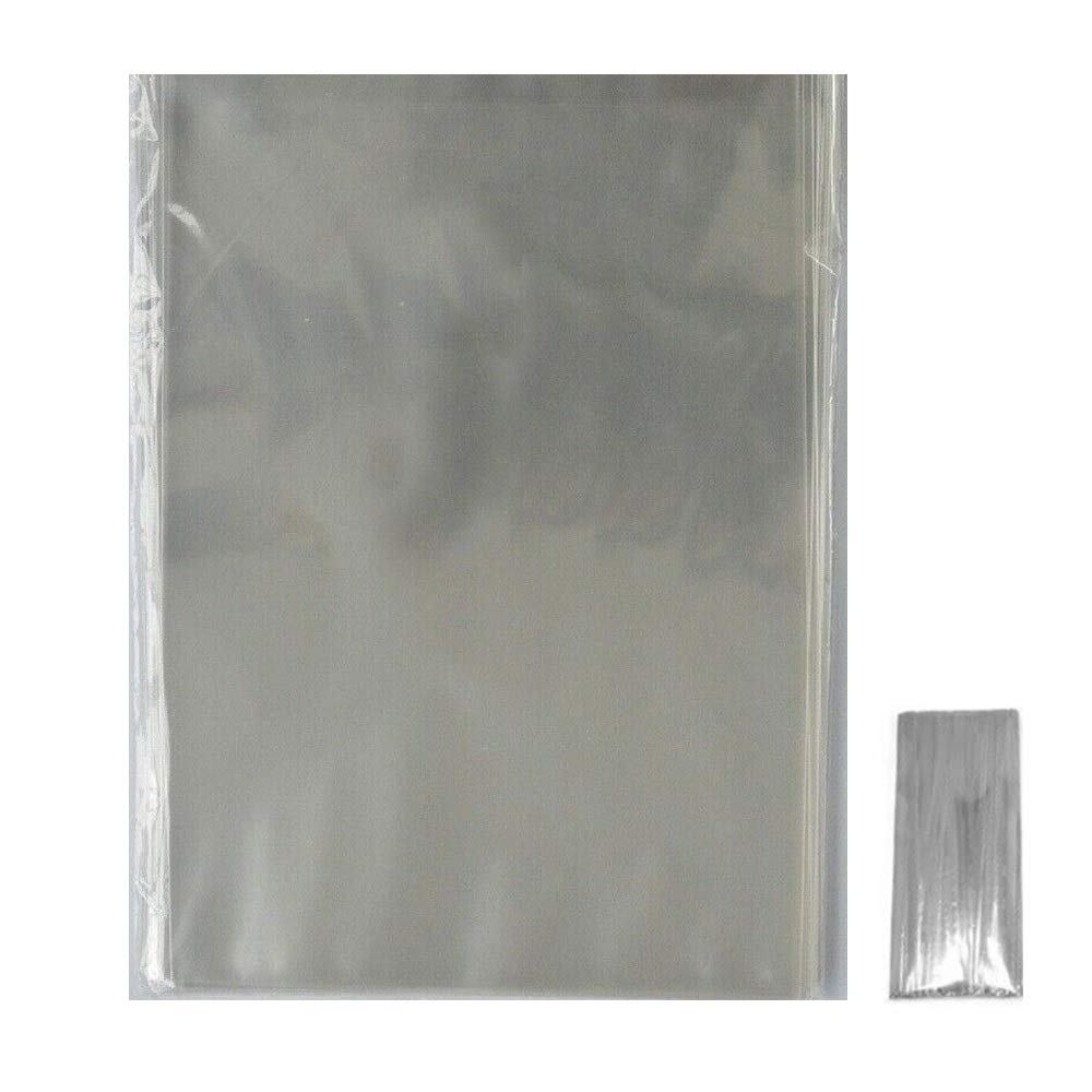 polybagstores PACK OF 100-6" x 8" CLEAR CELLOPHANE LOLLIPOP BAGS - WITH SILVER TWIST TIES
