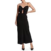 Bardot Paula Bow Maxi Dress for Women – Black Elegant Maxi Length, Statement Bow, Adjustable Straps, Open Back