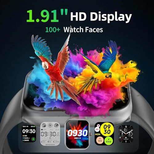 Smartwatch Men Women 1.91 Inch AMOLED Smart Watch with Alexa and Phone Function, 30 Day Battery, 108+ Sports Modes, Fitness Watch with Heart Rate/Sleep Monitor, IP68 Waterproof Heart Rate Monitor for