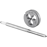 Burkit No 4-48 UNF Tap and Die Set Right Hand | 4 x 48 UNF Machine Thread Tap and Round Die, Used for Cutting or Repairing Threads on Metal.