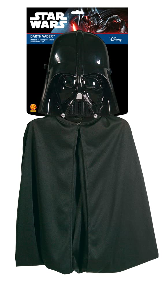 RUBIES – Official Star Wars Adult Costume with Darth Vader Cape and Mask – Accessory Kit with Black Long Cape with Velcro Fastener and Hard PVC Mask – Officially Licensed Star Wars