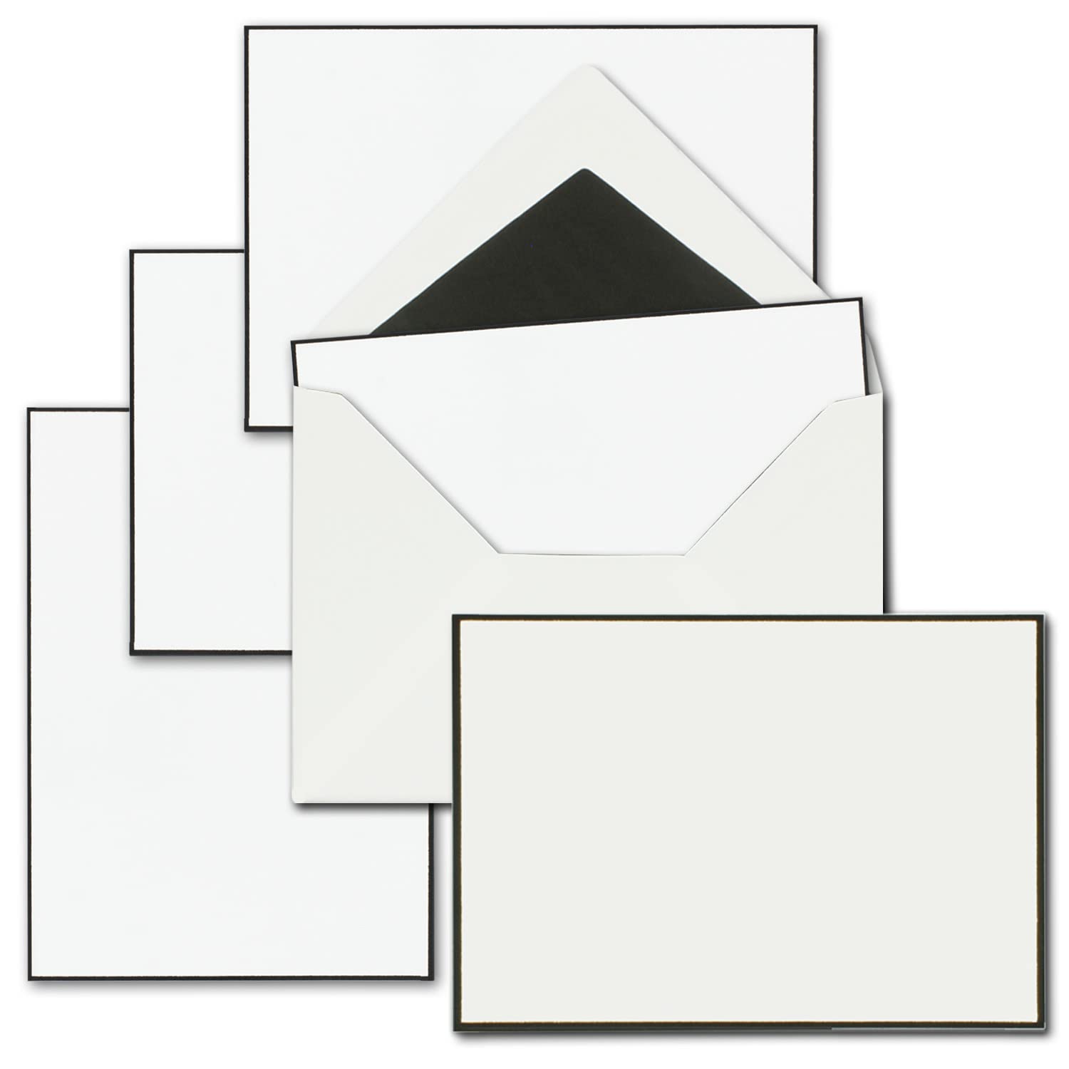 25x condolence card sets - DIN A6 single cards with lined envelopes C6 - both with handmade black border - cards without fold