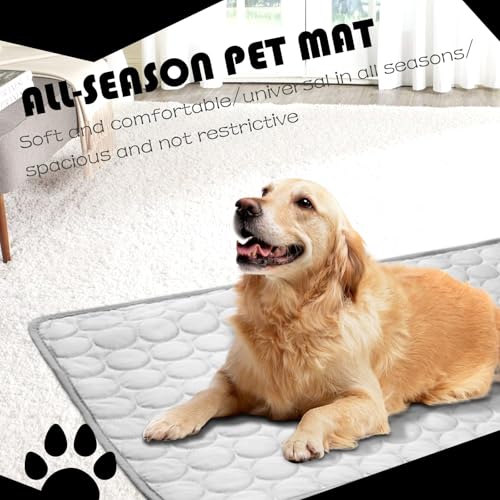 Raisand Cooling Mat for Dogs100x70cm, Scratch-Resistant Premium Polyester Fabric, Dog Cooling Mat, Non-Toxic Foldable Easy-Clean Pet Cooling Mat for Indoor, Outdoor and Car Use (XL/Grey)