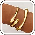 Decholly Gold Bracelets for Women Trendy, 18K Gold Plated Bangle Bracelet Set Chunky Twist Cuff Gold Bracelet Non Tarnish Wat