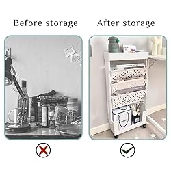 5 Tier Mobile Bookshelf Rolling Book Rack with