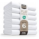 Utopia Bedding Flat Sheets - Pack of 6 - Soft Brushed Microfiber Fabric - Shrinkage & Fade Resistant Top Sheets - Easy Care (Twin, White)