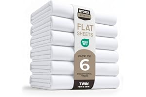 Utopia Bedding Flat Sheet - 6 Pack (Twin, White) - Soft Brushed Microfiber Fabric - Shrinkage & Fade Resistant Top Sheet - Ea