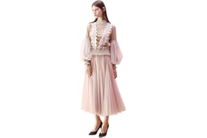 CHICWISH Women's Lilac/Cream/Grey/Pink/Black Layered Mesh Ballet Prom Party Tulle Tutu A-Line Maxi Skirt