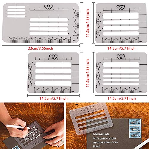 Envelope Addressing Guide Stencil Template Set, BENBO 4 Styles