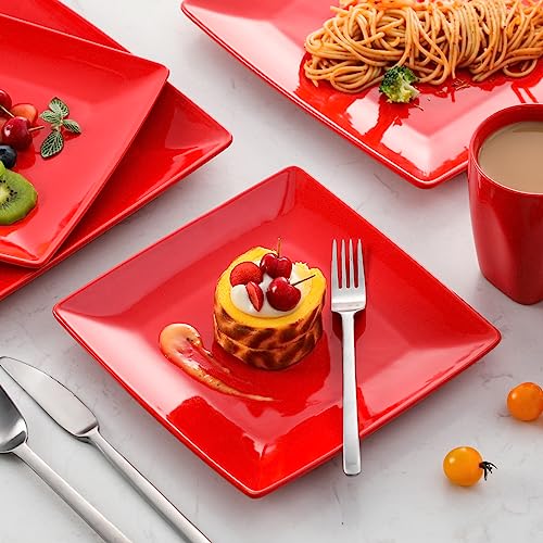 vancasso SOHO Stoneware Dinnerware Sets,16 Pieces Red Square