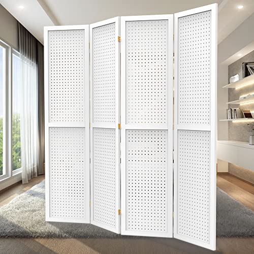 DURASPACE 4 Panel Room Divider With Pegboard - 5.6 FT Folding Privacy Screen For Display & Organization - View #5