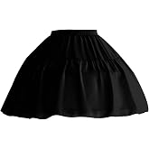 YULUOSHA Women Girls Crinoline Petticoat 2 Hoops Skirt Chiffon Ball Gown Short Half Slip Underskirt-Black