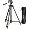 NATIONAL GEOGRAPHIC Photo Tripod Kit with Monopod, Carrying Bag, 3-Way Head, Quick Release, 3-Section Legs Lever Locks, Geared Centre Column, Load up 3kg, Aluminium, for Canon, Nikon, Sony, NGHP004