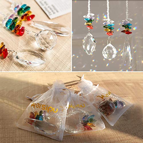 WEISIPU 3PCS Crystals Ball Prisms Suncatcher Hanging Ornament Crystals Hanging Ornament Chakra Crystals for Home, Office, Garden Decoration, Car Pendants, Birthday Presents