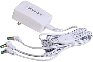 Lemax 94563 Switching Mode 3-Output Power Adapter, New 2019 Fixed US Plug V.2, White, 4.5V, 1000mA, Input 100-240V