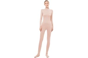 UINASH Long Sleeve Unitard Mock Turtleneck Footed Spandex Bodysuit Costume Jumpsuit Adult Unisex