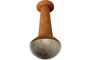 HealthandYoga FootEase Kansa Vatki Stick - Ayurveda Bronze Foot Massager with Wooden Handle -Ancient Detox Pain Relief –Rough