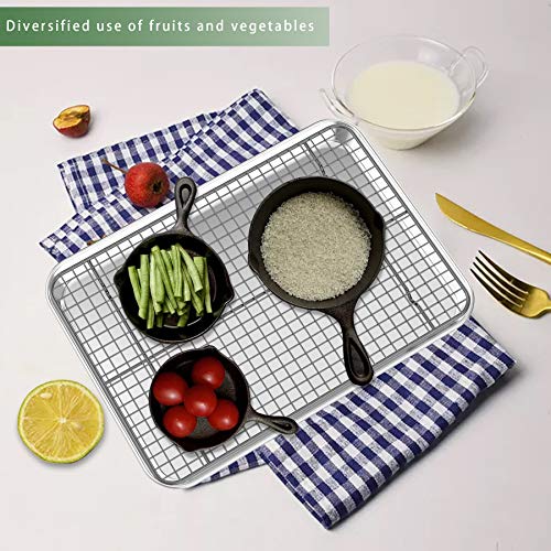 Small Baking Sheet with Rack Set [2 Pans + 2 Racks], CEKEE Stainless