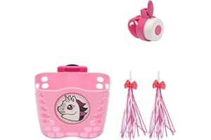 Kids Bike Basket, Children Bicycle Basket Cute Cartoon Pattern Front Handlebar Storage Supplies Scooter Accessories with 1 Pa