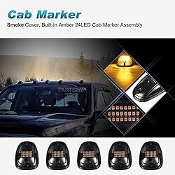Partsam 5X Amber 24 LED Smoke Cab Roof Running Top